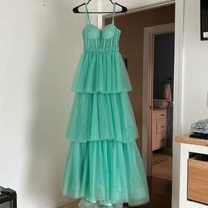 Stacees Green/Blue Prom Dress